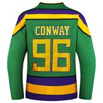 Yeee JPEglN Charlie Conway #96 Mighty Ducks Ice Hockey Jersey S-XXXL (Green, XL)