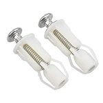 AvoDovA 2Pcs Toilet Seat Screws, Toilet Lid Screws Stainless Steel Top Fixing Hinges Screws Expanding Nylon Nuts White Fixing Bolt for Toilet Seat Fittings and Fixtures WC Seat Toilet Covers