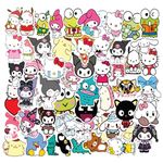 CodersParadise Pack of 50 Cute Kawii Cartoon Hello Kitty Stickers for Water Bottles, Trendy Phone Laptop Notebook Journal Skateboard Bike Guitar - Waterproof Residue Free Sanrio Sticker