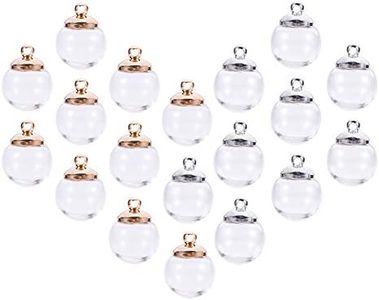 PandaHall Elite 50 pcs 12mm Mini Empty Clear Glass Globe Bottles with Platinum & Golden Brass Bails Cap for Earring Pendant DIY Jewelry Making