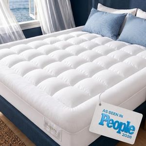 Niagara Sleep Solution Cloud-Like King Mattress Topper - 100% Cotton Top Mattress Pad for Back Pain Relief - Breathable & Naturally Cooling for Hot Sleepers, White