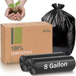 JENCENBIO Compostable Bin Liners 30 Liter Extra Thick 0.9 Mils, Biodegradable Food scrap waste bags with US BPI ASTM D6400 and Europe OK Compost Home Certified