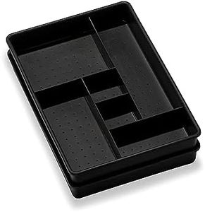 Madesmart Set of 2 Plastic 6-Compartment Drawer Organizer Gadget Trays, Multipurpose Storage Bins for Drawers, Granite, 10.75 x 7.5 x 2.6 inches