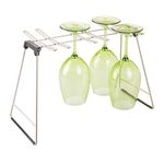 InterDesign Classico Free Standing Wine Glass Drying Rack for Kitchen Countertops - Holds 6 Glasses, Satin