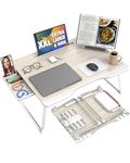 Cooper Mega Table Plus - Premium XXL 65 x 49 cm Extra Large Lap Desk w/Book Stand | Multifunctional Folding Laptop Stand for Bed, Laptop Desk for Bed, Laptop Bed Tray, Floor Desk (White Oak)