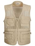 Flygo Mens Summer Outdoor Work Safari Fishing Travel Photo Vest with Pockets, Style 03 Beige, X-Large