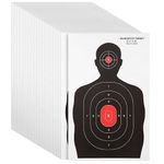 Paper Targets, 50-Pack of Person Silhouette with Red Centre Targets for Shooting Range, Practice, Firearms, Handguns, Airsoft, Throwing Knives, 35 x 56 cm Each