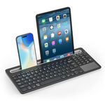 JPHTEK Wireless Multi-Device Keyboard for Windows, macOS, iPadOS, Android or Chrome OS, Bluetooth, Compact, Compatible with PC, Mac, Laptop, Smartphone, Tablet (Black)