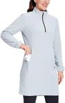 Willit Women's Fleece Dress Sweatshirt Thermal Long Pullover Polar Winter Dress with Pocket Gray S