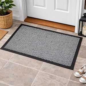 Evideco French Home Goods Indoor Large Door Mat Lisa 48 L x 32 W Inch PP-PVC - Grey