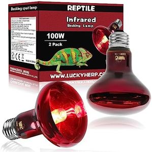 LUCKY HERP Infrared Heat Lamp 100W 2 Pack，Reptile & Amphibian Basking Spot Light Bulbs, Red Heat Lamp Bulbs for Reptiles, Bearded Dragon, Turtle, Lizard, Snake, Chicken