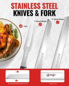 EZUVITA 8V Cordless Electric Knife – Rechargeable Kitchen Cutter