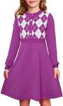 GRACE KARIN Girls Sweater Dress Long Sleeve Fall Winter Knit Casual Aline Dress Purple Size 6-7 Button Front