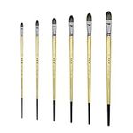 XDT#6386 Filbert Artist Paint Brush 6 Piece Set Medium Stiff Black Hog Bristle Extra Long Handle #1#3#5#7#9#11, Acrylic Oil Watercolor