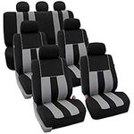 FH Group Three Row Striking Striped Full Set Car Seat Covers, Airbag Compatible & Split Ready – Universal Fit for Cars Trucks & SUVs (Gray) FB036217