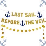 LaVenty Set of 2 Last Sail Before the Veil Banner Nautical Bachelorette Party Banner Sailor Theme Party Decor Anchor Cruise Banner Bachelorette Cruise Decorations