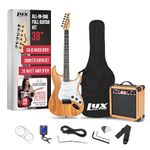 LyxPro Electric Guitar 39" inch Full Beginner Starter kit Full Size with 20w Amp, Package Includes All Accessories, Digital Tuner, Strings, Picks, Tremolo Bar, Shoulder Strap, and Case Bag - Natural