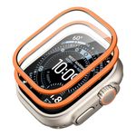 ESR 2 Pack Armorite Screen Protector for Apple Watch Ultra 3/2/1 (2025/2024/2023/2022,49 mm), Military Grade Protection, Tempered Glass Film with Aluminum Alloy Frame, Anti-Scratch, 2 Pack, Orange