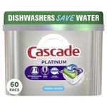 Cascade Dishwasher Detergent Pods, Platinum Actionpacs Dishwasher Pods, Fresh Scent, 60 Count