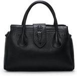 Genuine leather women's handbag with detachable shoulder strap, black, cross-body, single-strap, large capacity, purse