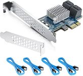 4 Port PCIe SATA Card, SATA3.0 Expansion Card, 6Gbps SATA3.0 Controller PCI Express Expansion Card, X1, with 4 SATA Cable, Support SSD and HDD