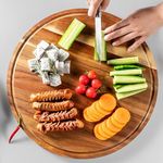 Acacia Wooden Chopping Board,JF JAMES.F Round Extra-Thick Chopping Board with Deep Juice Groove Reversible Wood Serving Tray for Kitchen Meat Bread Fish Vegetables Cheese Dairy(40 x 40 x 1.8 cm)