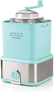 Nostalgia Aqua Blue Electric Ice Cream Maker with Candy Crusher, 2 quart