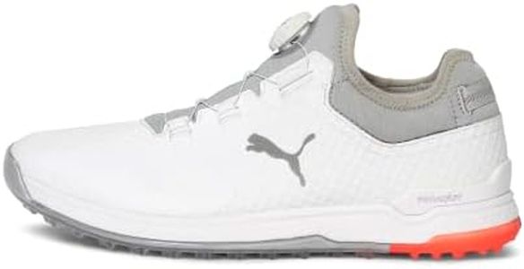 PUMA Men's Proadapt Alphacat Disc Golf Shoe, Puma White/High-Rise, 10