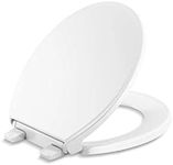 KOHLER 24294-0 Figure ReadyLatch Round-Front Toilet Seat, Quiet-Close Lid and Seat, Countoured Seat, Grip-Tight Bumpers and Installation Hardware, White