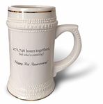 3dRose Happy 31st Anniversary-271746 Hours Together Mug, 18oz, 22oz Stein, White