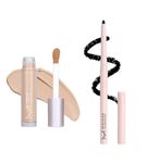 House of Makeup Combo: Concealer for Face Makeup (6ml) + FREE Kajal Black Waterproof Smudge Proof (0.3gms) | Anti-Crease Pro Concealer Stick + Black Long Lasting Kajal Pencil (MD01 - Medium to Deep Skin Tone)