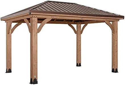 Backyard Discovery Barrington Gazebo | Shelter For Garden, Patio, Veranda, Wooden Frame, Heavy Duty Steel Roof, All Weather Hard Top Gazebos, 100% Cedar Wood | 4.3m x 3m (14ft x 10ft)