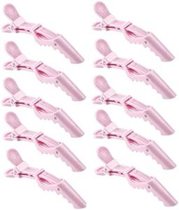 10pcs/set Multicolor Croc Clips Transparent Plastic Hairdresser Clips Hair Styling Sectioning Barrettes Professional Non Slip Alligator Clips Salon DIY Accessories Hairpins (10pcs-Light Pink)