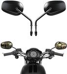 VPZMT Harley 8mm Teardrop Rearview Mirrors Compatible with Harley Davidson Touring Sportster XL883 1200 (Blakc)