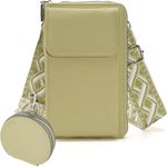 MOCA Womens Small Crossbody Bag for Mobile Cell Phone Holder Pocket Purse Wallet with Sling Adjustable Strap Shoulder Belt with Card Slots and Mini Coin Purse (Green)