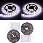 Sunboia LED Strip Light 2Pack,Flexible Strip Light 1m Battery Operated Sticky Backed LED Light,TV Backlight,Waterproof Lights Strip for Cupboard Cabinet Home Illuminate-Cool White
