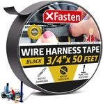 XFasten Wire Harness Tape 3/4 Inch x 50ft Cloth Tape | High Temp Fabric Tape | Cloth Electrical Tape | Felt Tape | Friction Tape | Flat Wire Tape Automotive Wire Loom Tape Screen Wire Tape