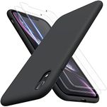 TOCOL [3 in 1] for iPhone XR Case, with 2 Pack Screen Protector, Slim Liquid Silicone Phone Case for iPhone XR 6.1 inch, [Anti-Scratch] [Drop Protection]，Black