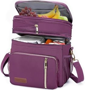 MIYCOO Lunch Bag for Women Men Double Deck Lunch Box - Leakproof Insulated Soft Large Adult Lunch Cooler Bag for Work (Purple,15L)