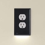 SnapPower 6 Pack GuideLight 2 for Outlets [New Version - LED Light Bar] - Night Light - Electrical Outlet Wall Plate with LED Night Lights - Automatic On/Off Sensor - (Duplex, Black)