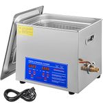 VEVOR Ultrasonic Cleaner 10L Capacity Stainless Steel with Heater and Digital Timer 240W, Professional 40kHz Retainer Denture and Jewelry Cleaner for Watch Glasses Rings/Lab/Hospital Instruments