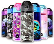 Fringoo - 600ml Game Pad Camo - Kids Water Bottle - BPA Free - Black Flip Top Water Bottle - Toddler Water Bottle - Durability & Fun Design