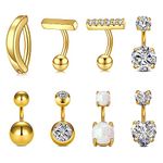 QWALIT Belly Button Ring Surgical Steel Belly Button Rings Short Bar Belly Rings for Women Belly Button Piercing Clicker Belly Button Ring 6mm Belly Piercing Small Navel Rings Gold