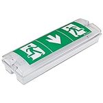 Slimline LED Emergency IP65 Maintained Or Non Maintained Waterproof Fire Exit Sign Bulkhead Light Fitting with Green Legend Kit Low Energy EM3 NM3 M3 E3M 3 Hour Sign Light with Battery Backup