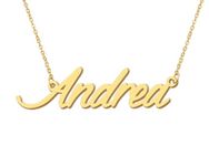 Andrea Pendant Name Necklace 18k Gold Plated Stainless Steel Script Nameplate Necklace Jewelry for Best Friends