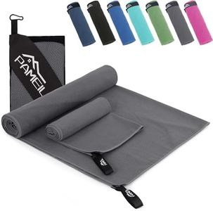 Serviette Microfibre Lot de 2 (Serviette Sport 160x80cm+Petite Serviette 80x40cm), Compactes et à Séchage Rapide - Serviette de Sport Parfaite pour Le Sport et Le Fitness (Gris Foncé)