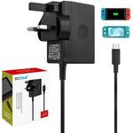 Charger for Switch/Switch OLED/Switch Lite, 2.5 Hours 15V/2.6A Fast Charging AC Adapter 5FT Type-C Cable Power Supply for Switch/Switch Lite/Switch Dock and Switch Pro Controller - Support TV Mode