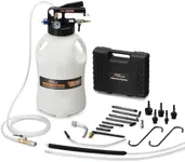 FOUR UNCLES 10L Transmission Fluid Pump - Pneumatic Transmission Fluid Extractor and Dispenser with 15 Metal ATF Adapters and Pressure Gauge for Automotive Use, Transmission Fluid Transfer Pump Kit