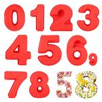 SWEWARM 9 PCS Number Cake Pans - Large 10 Inch Silicone 3D Number Cake Molds (Red)