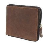 VISCONTI Hunter Zip Round Oiled Leather Bullet Wallet RFID Blocking 702 Oil Tan